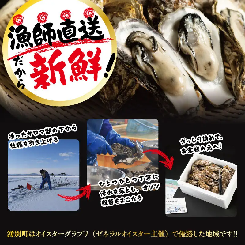 オホーツク 湧別 サロマ湖産 殻付き 牡蠣 生食可 1.5kg 