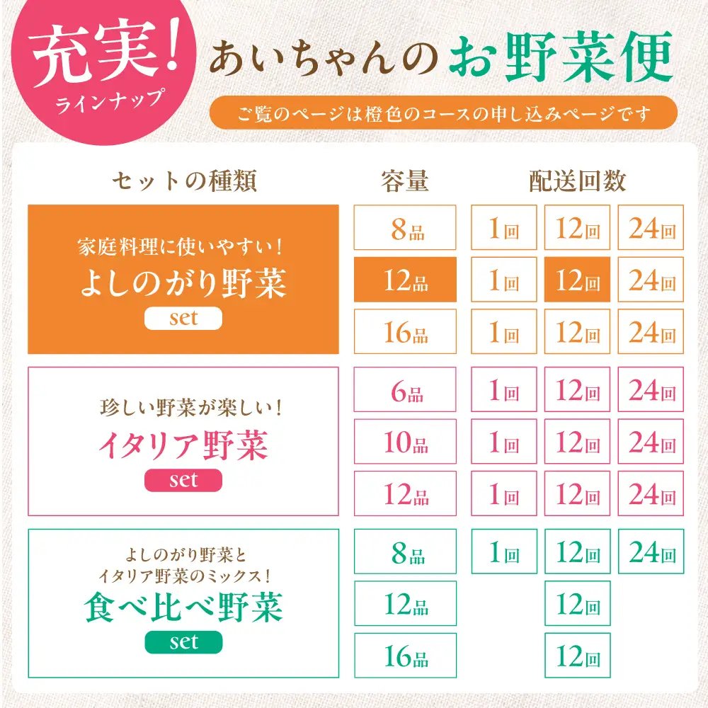 【12品 / 12回定期便】「よしのがり野菜」セット（レギュラー） [FAA006]
