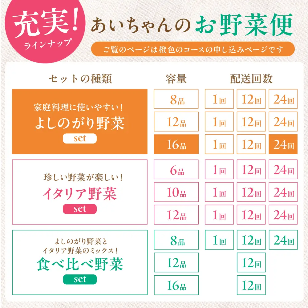 【16品 / 24回定期便】農薬に頼らない！カラダにやさしい「よしのがり野菜」セット（ラージ）[FAA011]