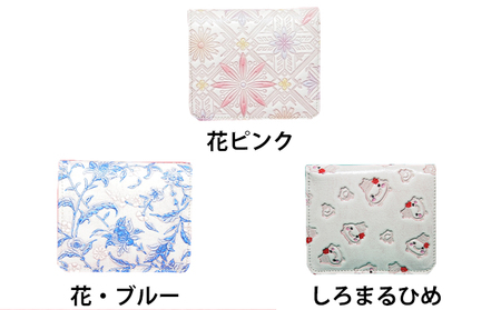 財布 姫路革細工 BOX小銭入付札入 民芸品 財布 花・ピンク