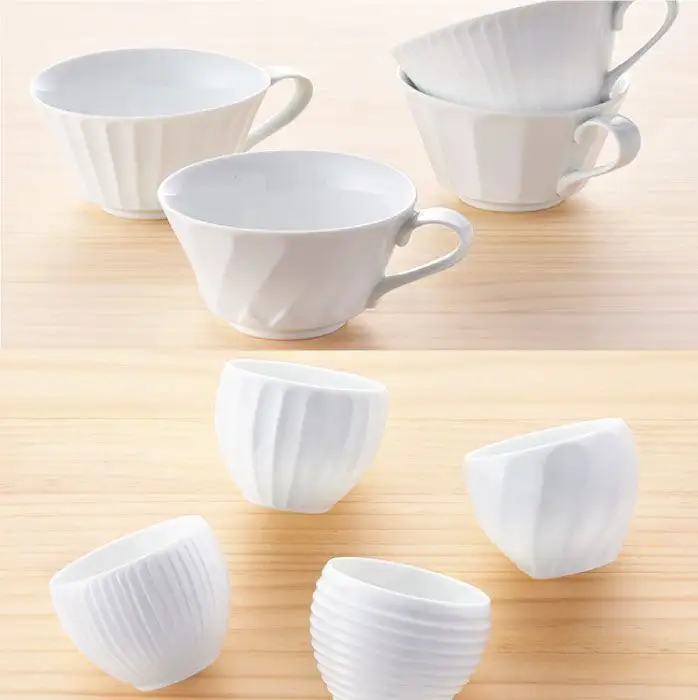 【波佐見焼】白磁手彫 プレート スープカップ カップ 4人用セット 食器 皿 【一真窯】 [BB03] 波佐見焼 食器