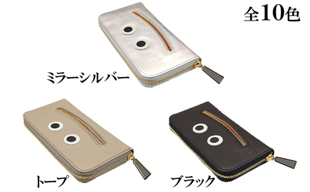 長財布ニッコリ長財布キャラクター 本革 長財布 ブラック