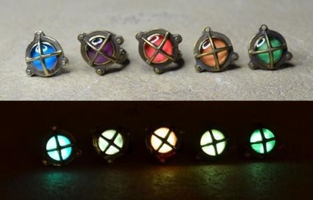 ピアス Steampunk スチームパンク 船舶ライト ピアス 【パープル】 アクセサリー
