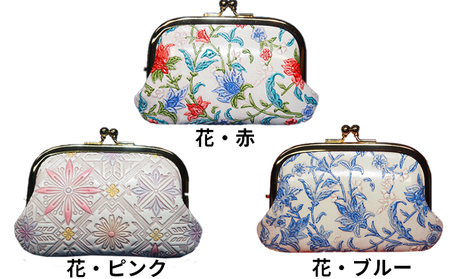 がま口姫路革細工親子がま口民芸品伝統技術がま口 花・ピンク