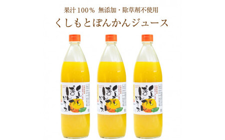 【ふるさと納税】果汁100％！くしもとポンカンジュース 900g ×3本 無添加 果肉入りストレートジュース / ドリンク 柑橘 ぽんかん フルーツ みかん ミカン オレンジ 限定 和歌山【sse206B】