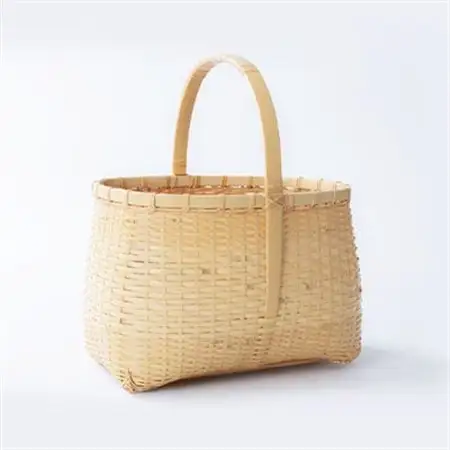 竹細工　買い物篭白手付(2260227)_竹細工  日本製  伝統工芸品  竹工芸  ハンドメイド  伝統工芸  竹かご  バスケット_【1119666】
