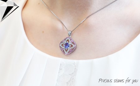 プラチナタンザナイトピンクサファイアダイヤモンドペンダント MJ1034	ジュエリー ネックレス 宝石 ペンダント アクセサリー 