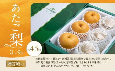 梨 2026年 先行予約 あたご梨 3～9玉 合計約4.5kg 贈答箱【11月中旬～12月下旬頃発送】