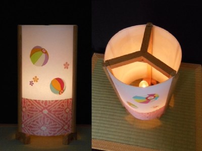着物生地で作ったおしゃれな行灯（あんどん） カラフルな紙風船