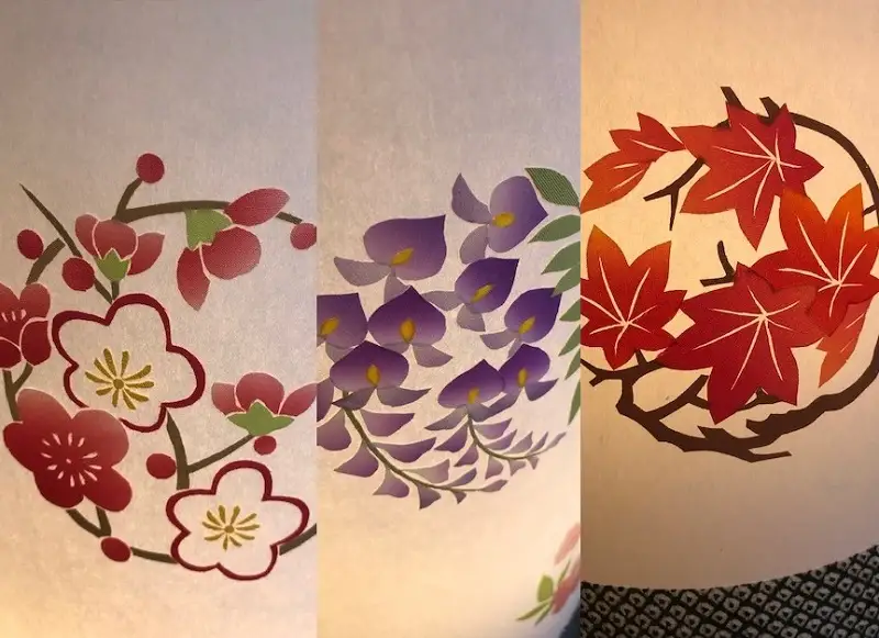 着物生地で作ったおしゃれな行灯（あんどん） お花のドット