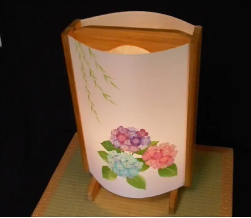 着物生地で作ったおしゃれな行灯（あんどん） 金魚と紫陽花