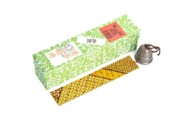 砂張 吊鐘風鈴 寄木短冊付き 鋳物掛台セット【風鈴】