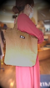 熊野番茶染めキャンバストートバッグ　茶色（銅媒染）【mrm0103】