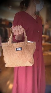 熊野番茶染めキャンバスミニトート　茶色（銅媒染）【mrm0105】