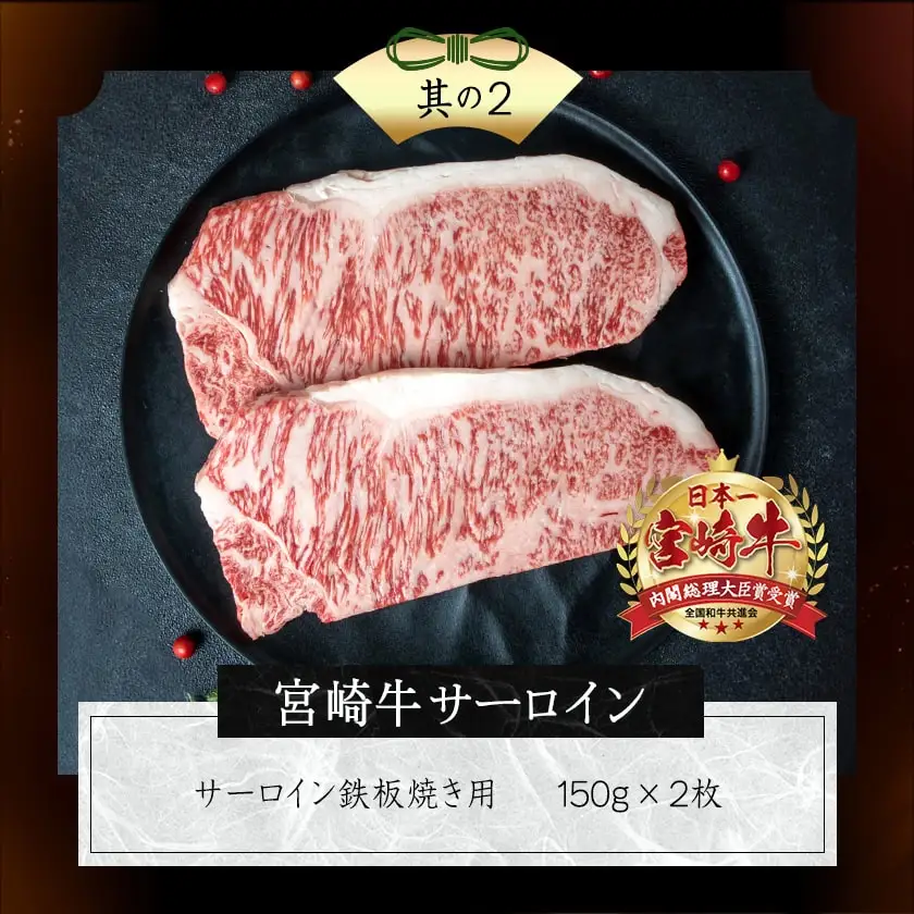 【元気モリモリ福袋】宮崎牛切り落とし・鉄板焼き用サーロイン2枚セット〔AE-2501〕_(都城市) A4 4等級 牛肉 牛バラ切り落とし肉 牛ウデ・牛モモ切り落とし肉 各500g