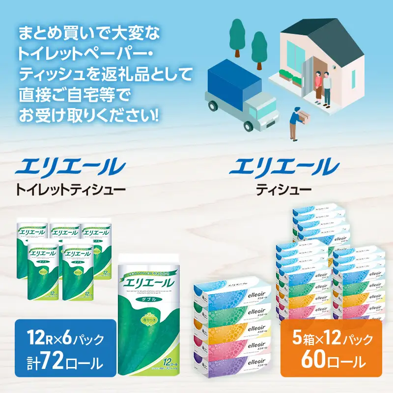 ティッシュ エリエール トイレット  ボックス ティシュー  2品別送