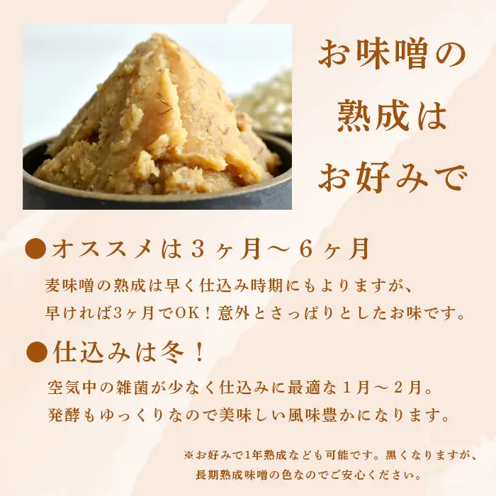 麦田舎味噌 手作り味噌セット 出来上がり6kg 麦合わせ味噌400g付き ： 手作り味噌 仕込み味噌 麦味噌