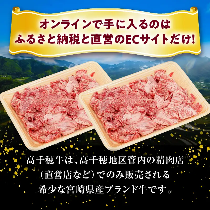 【6ヶ月定期便】 高千穂牛 こま切れ 400g×2パック×6回 牛肉 肉 お肉 精肉 定期便 小間切れ ブランド牛 国産牛 黒毛和牛 和牛 宮崎県産 国産 炒め物 パック 小分け グルメ お取り寄せ _Tk002-t080