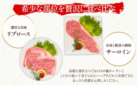 みやざきハーブ牛ステーキ食べ比べセット(サーロインステーキ・リブロースステーキ×各200g)　肉 牛 牛肉
