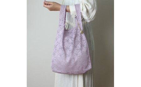 〈Chaleur シャルール〉Ribbon marcheレース【M】サイズ ファッション かばん トートバッグ 手提げ  M ホワイト