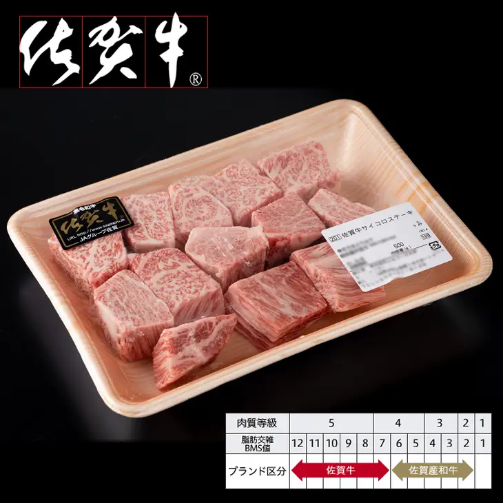 佐賀牛 ロースサイコロキューブステーキ（500g）JA ステーキ D310-009