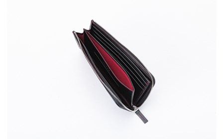 LUEGO 山形牛革 L字ファスナー長財布 ブラック×レッド 入学祝い 卒業祝い 就職祝い 退職祝い 贈り物 贈答 ギフト 人気 誕生日 プレゼント 母の日 父の日 山形県 新庄市 F3S-1132