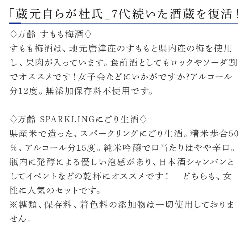 万齢 すもも梅酒 とSPARKLINGにごり生酒セット 720ml各1本(合計2本)