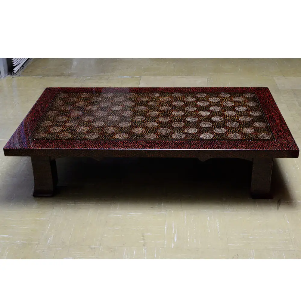 津軽塗 座卓 羽角ケリ足 3尺×5尺 塗分 赤  伝統工芸 漆器 青森 おしゃれ お祝い テーブル 家具 インテリア