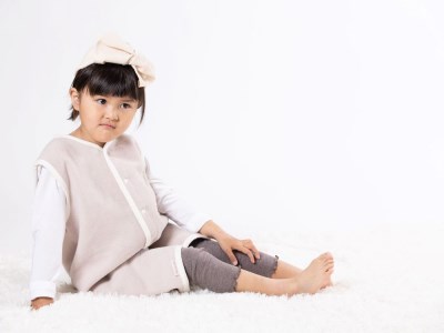 綿毛布スリーパー (Lサイズ) 2way仕様で暖か ベージュピンク×ホワイト 毛布の町 (泉大津産)｜ ベビー キッズ sleeper-s [2445]