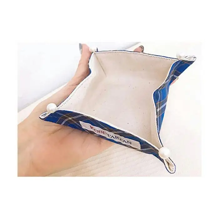 【神戸タータン】小物入れ2点とオリジナルはりねずみアクリルキーホルダー　青セット