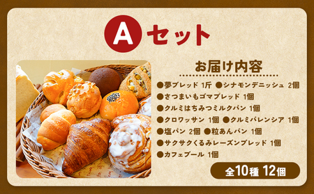 ばくto Pan バラエティセット A 10種類 12個（くるみパンオブザイヤー2020グランプリ受賞店） 《90日以内に出荷予定(土日祝除く)》 茨城県 結城市 パン 食パン ベーカリー ディニッシュ クロワッサン 【配送不可地域あり】
