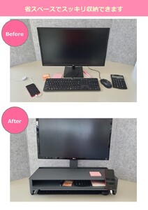 DS600G 机上ラック 幅600mm 日本製 スチール モニター台 引き出し付 一ノ坪製作所 グレー [2236]