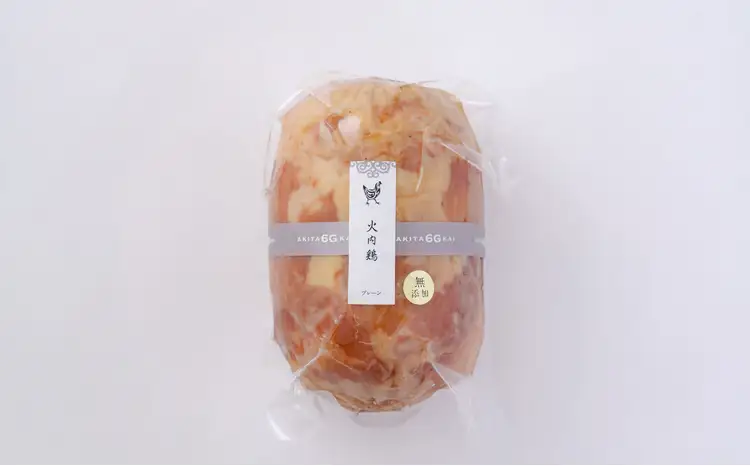 比内地鶏無添加ブロックハム500g2本セット(杉箱入り)【あきた六次会】