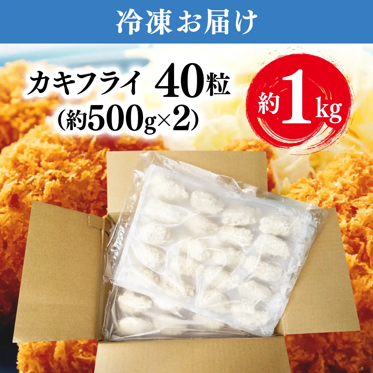 カキフライ 約1000g（約500g×2）40粒 牡蠣フライ かきフライ RZ002