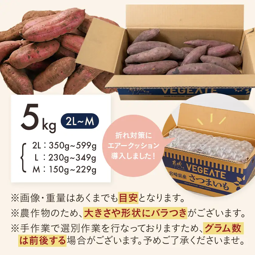 島津甘藷　熟成紅はるか 5kg(2L～M)〔A7-001-5kg〕_(都城市) 幻のサツマイモ 幻の品種 紅はるか 5kg 2L～M ベジエイト さつまいも 熟成 芋 定番 焼き芋 アウトドア