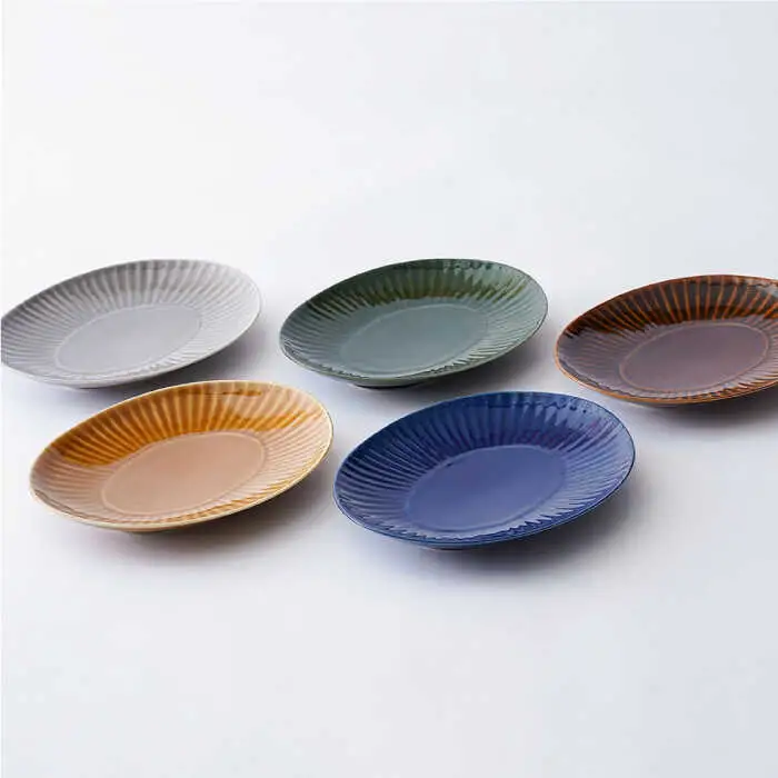 【波佐見焼】しのぎ 楕円皿 プレート（大） 5colors 5枚セット 食器 皿 【一龍陶苑】 [CC55]  波佐見焼