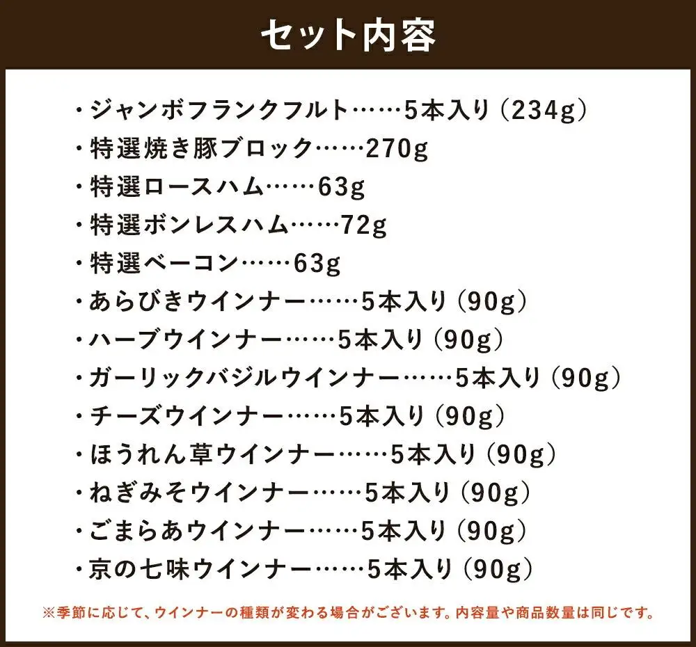 【 京都特産ぽーく 】京都ぽーく詰め合わせ(ウインナ－・フランクフルト・ハム・焼豚・ベーコン)｜銘柄豚専門店 自然派 ウインナー 人気セット