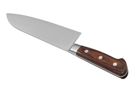 H35-26 三徳包丁180mm 伊勢屋治平 モリブデン鋼 口金付 マホガニーパッカー柄 (B-5)
