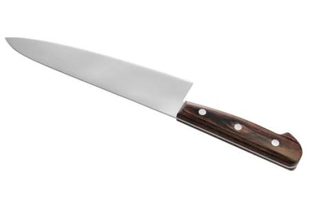 H25-106 牛刀包丁210mm 伊勢屋治平 モリブデン鋼 マホガニーパッカー柄 (E-4)