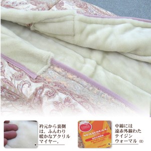 泉大津市産 遠赤わた入り マイヤー毛布夜着 200cm丈 ピンク 1枚 9372PI [2091]