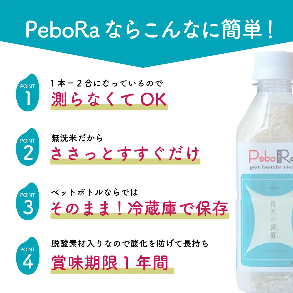 無洗米 青天の霹靂 （精米・Pebora 2合 ×3本） 令和7年産 青森県産 【特A 8年連続取得】