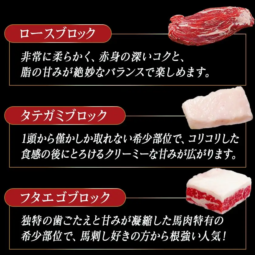 都城産馬!馬!馬尽くし定期便(10ヵ月)〔T80(10)-0101〕_(都城市) 定期便 馬刺しブロック ( ロース 赤身 タテガミ フタエゴ )  馬ハンバーグ 馬生ハム 馬すじ煮込み 10ヵ月定期便