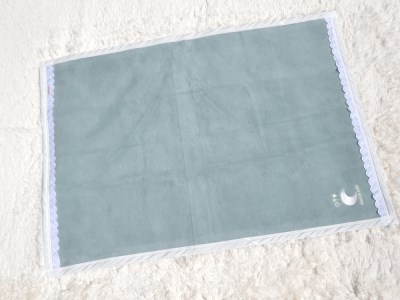 ベビー綿毛布 綿100% レース付刺繍入り アッシュグリーン | ベビーブランケット ベビーブランケット N mkm100 [2451]