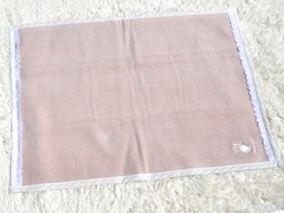 ベビー綿毛布 綿100% レース付刺繍入り ベージュピンク | ベビーブランケット ベビーブランケット N mkm100 [2452]