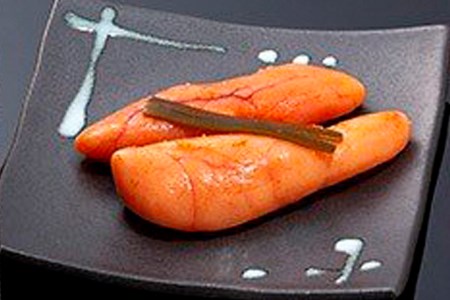 AF117ミシュランプレート掲載のお料理店「まどか」特選クジラベーコンスライス（手作りポン酢・柚子胡椒付）・自家製辛子明太子セット