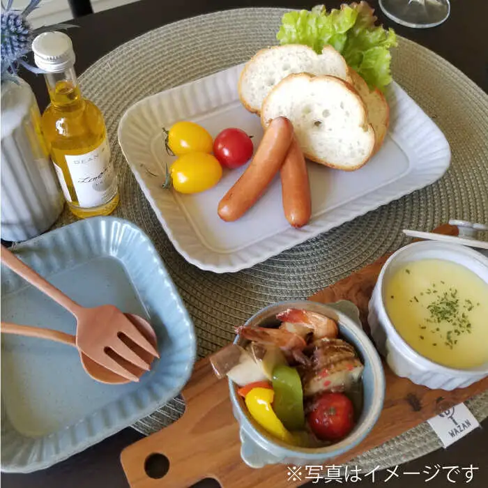 【波佐見焼】プリーツ テーブルセット 小皿 長皿 大皿 マグカップ 花瓶 食器 皿 【和山】 [WB117]  波佐見焼