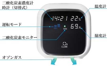除菌・脱臭 二酸化炭素濃度センサー付きオゾン発生器 オースリーキューブ（ワインレッド）[ZS00803]