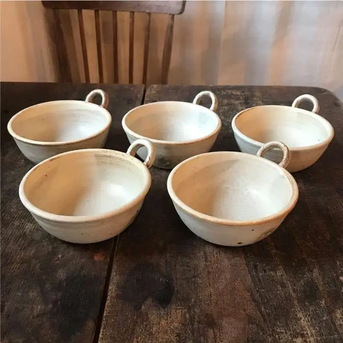 【 アイボリー シリーズ 】 とんすい 5個 セット 糸島市 / うつわと手仕事の店 研 器 陶器 食器 クラフト 手作り [ARD004]