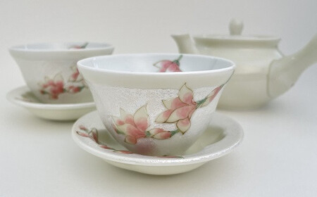 田清窯 有田焼 煌めく木蓮花 茶器セット ec005