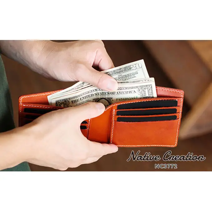 Native Creation 本革カード・札入れ用 二つ折り財布 NC3772 全8色 栃木レザー【納期1～3カ月】 ファッション小物  BLACK